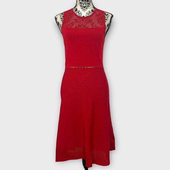 Dynamite Red Knit Fit & Flare Dress - Picture 2 of 10